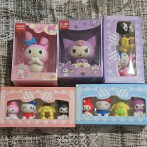 Sanrio Character Eraser Gift Set - Pink, Purple, Pastel Blue